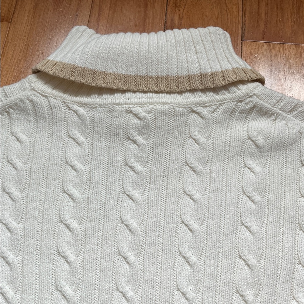 Vintage! Ann Taylor Women's Cream Cable Knit Turtleneck Sweater - Picture 7 of 7